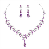 Rose Crystal Bridal Wedding Jewelry Sets Rhinestone Necklace Earrings Set