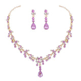 Rose Crystal Bridal Wedding Jewelry Sets Rhinestone Necklace Earrings Set