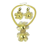 Big Flower Jewelry Set Pendant Necklace Drop Earrings Dubai Wedding African Jewe