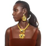 Big Flower Jewelry Set Pendant Necklace Drop Earrings Dubai Wedding African Jewe