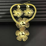 Big Flower Jewelry Set Pendant Necklace Drop Earrings Dubai Wedding African Jewe