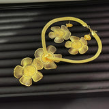 Big Flower Jewelry Set Pendant Necklace Drop Earrings Dubai Wedding African Jewe