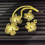 Big Flower Jewelry Set Pendant Necklace Drop Earrings Dubai Wedding African Jewe
