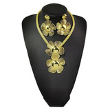 Big Flower Jewelry Set Pendant Necklace Drop Earrings Dubai Wedding African Jewe