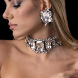 Stonefans Bride Crystal Necklace Earrings Set Bridesmaid Wedding Jewellry