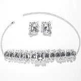 Stonefans Bride Crystal Necklace Earrings Set Bridesmaid Wedding Jewellry