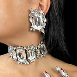 Stonefans Bride Crystal Necklace Earrings Set Bridesmaid Wedding Jewellry