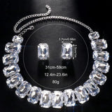 Stonefans Bride Crystal Necklace Earrings Set Bridesmaid Wedding Jewellry