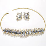 Stonefans Bride Crystal Necklace Earrings Set Bridesmaid Wedding Jewellry