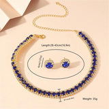 Crystal Necklace Earrings Set Green Giold Silver Women Weddings Bride Jewelry