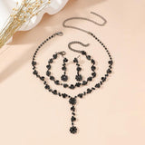 Crystal Wedding Bride Jewelry Set with Tassel Earrings
