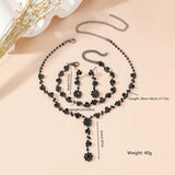 Crystal Wedding Bride Jewelry Set with Tassel Earrings