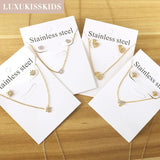 Fairy Heart Jewelry Sets Stainless Steel Tiny Butterfly Pendant Necklace