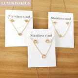 Fairy Heart Jewelry Sets Stainless Steel Tiny Butterfly Pendant Necklace