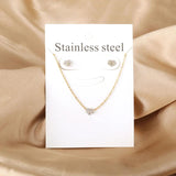 Fairy Heart Jewelry Sets Stainless Steel Tiny Butterfly Pendant Necklace