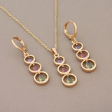 Colorful Zircon Earrings & Pendants Set for Bride - Wedding Jewelry