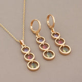 Colorful Zircon Earrings & Pendants Set for Bride - Wedding Jewelry