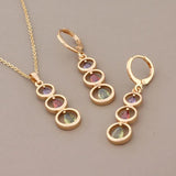 Colorful Zircon Earrings & Pendants Set for Bride - Wedding Jewelry