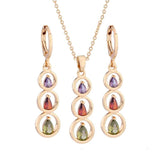 Colorful Zircon Earrings & Pendants Set for Bride - Wedding Jewelry