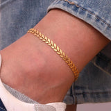 Stainless Steel 18K Plated Waterproof Steric Leaf Chain Set