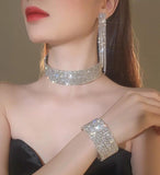 3-Pc Rhinestone Jewelry Set for Wedding Bridal Party