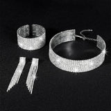 3-Pc Rhinestone Jewelry Set for Wedding Bridal Party
