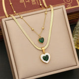 316L Stainless Steel Zircon Heart Ocean Choker Set