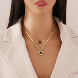 316L Stainless Steel Zircon Heart Ocean Choker Set