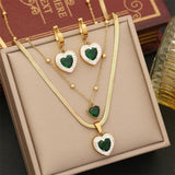 316L Stainless Steel Zircon Heart Ocean Choker Set