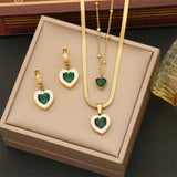 316L Stainless Steel Zircon Heart Ocean Choker Set
