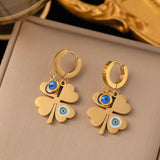 316L Stainless Steel Eye Lucky Grass Necklace Bracele Earrings Set