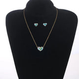 Heart Necklace Earrings Set Stainless Steel Jewelry Accessory