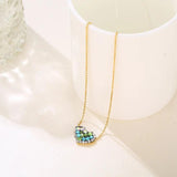 Heart Necklace Earrings Set Stainless Steel Jewelry Accessory