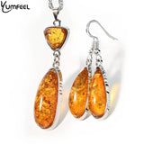 Yumfeel Amber Pendant Necklace & Earrings