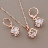 Natural Zircon Rose Earring Jewelry Set