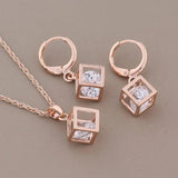 Natural Zircon Rose Earring Jewelry Set