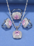12-Color Wedding Jewelry Set with Bracelet, Earrings, Zirconia Accessories