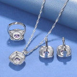 12-Color Wedding Jewelry Set with Bracelet, Earrings, Zirconia Accessories