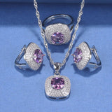 12-Color Wedding Jewelry Set with Bracelet, Earrings, Zirconia Accessories
