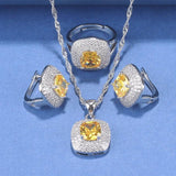12-Color Wedding Jewelry Set with Bracelet, Earrings, Zirconia Accessories