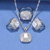 12-Color Wedding Jewelry Set with Bracelet, Earrings, Zirconia Accessories