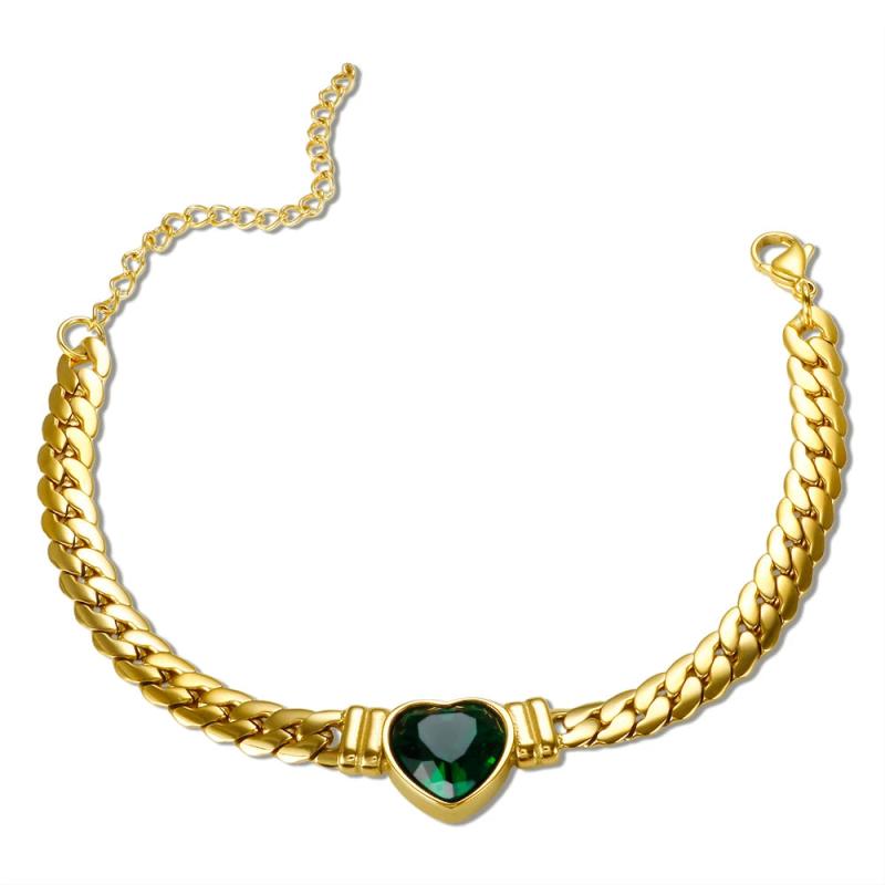 JOVOLOVE Love Heart Charm Crystal Pendant Necklace Bracelet Set