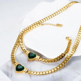 JOVOLOVE Love Heart Charm Crystal Pendant Necklace Bracelet Set