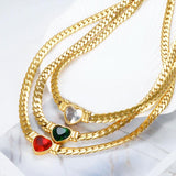 JOVOLOVE Love Heart Charm Crystal Pendant Necklace Bracelet Set
