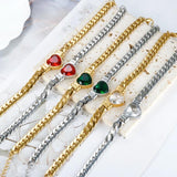 JOVOLOVE Love Heart Charm Crystal Pendant Necklace Bracelet Set