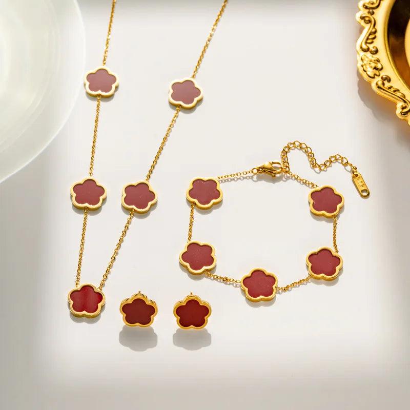 Plum Blossom Shell Jewelry Set High Stainless Steel Gift