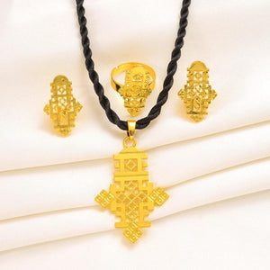 Ethiopian Cross Jewelry Set for Women Girls Eritrean African Bridal