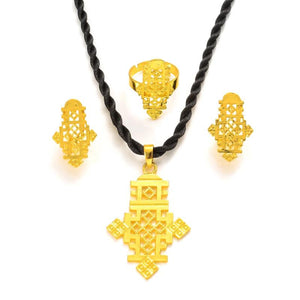 Ethiopian Cross Jewelry Set for Women Girls Eritrean African Bridal