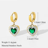 Heart Green Zircon Pendant Necklace Earrings Set