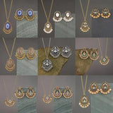 Indian Women's Retro Necklace Earrings Set Flower Bell Beaded Pendant Jewelry